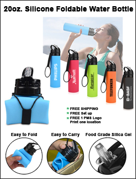 20 OZ Silicone Foldable Water Bottle